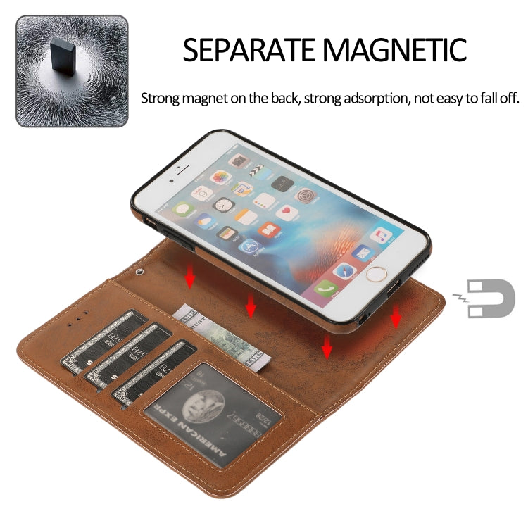 For iPhone 6 Plus KLT888-2 Retro 2 in 1 Detachable Magnetic Horizontal Flip TPU + PU Leather Case with Holder & Card Slots & Photo Frame & Wallet