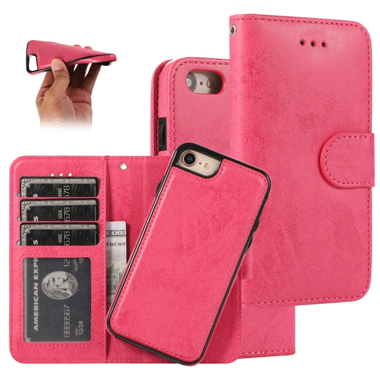 For iPhone SE 2022 / SE 2020 / 8 / 7 KLT888-2 Retro 2 in 1 Detachable Magnetic Horizontal Flip TPU + PU Leather Case with Holder & Card Slots & Photo Frame & Wallet