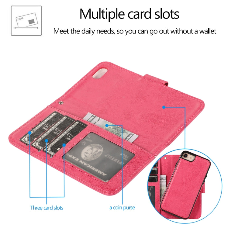 For iPhone SE 2022 / SE 2020 / 8 / 7 KLT888-2 Retro 2 in 1 Detachable Magnetic Horizontal Flip TPU + PU Leather Case with Holder & Card Slots & Photo Frame & Wallet
