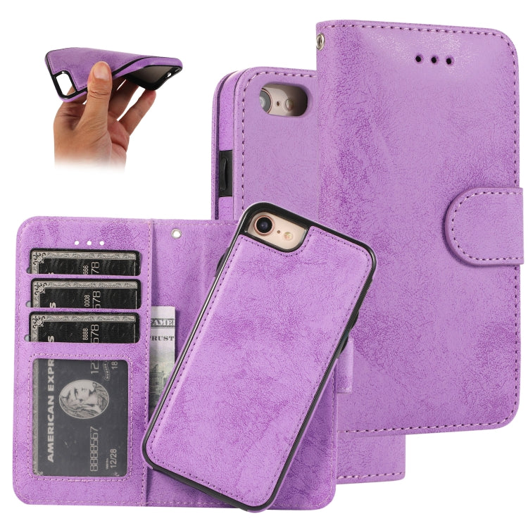 For iPhone SE 2022 / SE 2020 / 8 / 7 KLT888-2 Retro 2 in 1 Detachable Magnetic Horizontal Flip TPU + PU Leather Case with Holder & Card Slots & Photo Frame & Wallet