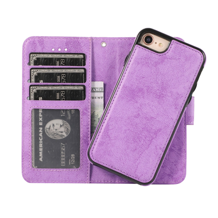 For iPhone SE 2022 / SE 2020 / 8 / 7 KLT888-2 Retro 2 in 1 Detachable Magnetic Horizontal Flip TPU + PU Leather Case with Holder & Card Slots & Photo Frame & Wallet