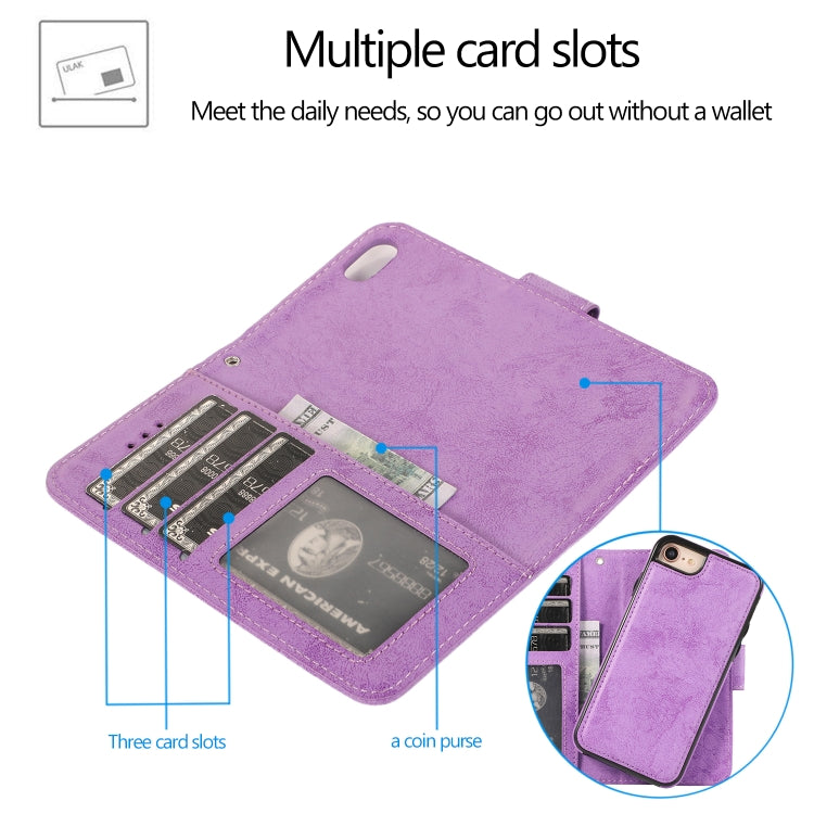 For iPhone SE 2022 / SE 2020 / 8 / 7 KLT888-2 Retro 2 in 1 Detachable Magnetic Horizontal Flip TPU + PU Leather Case with Holder & Card Slots & Photo Frame & Wallet