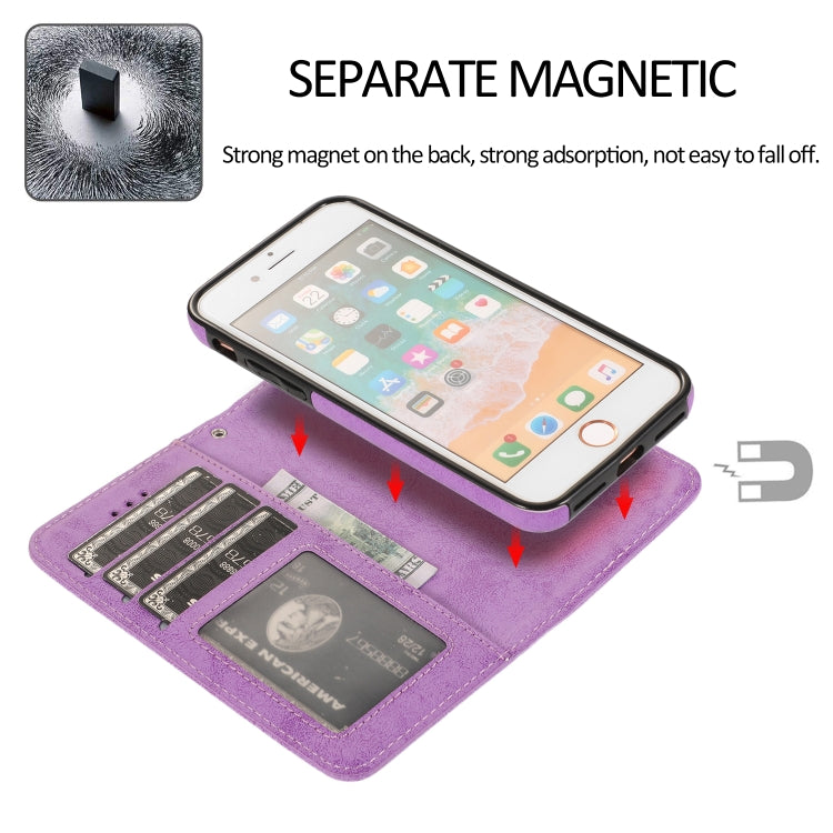 For iPhone SE 2022 / SE 2020 / 8 / 7 KLT888-2 Retro 2 in 1 Detachable Magnetic Horizontal Flip TPU + PU Leather Case with Holder & Card Slots & Photo Frame & Wallet