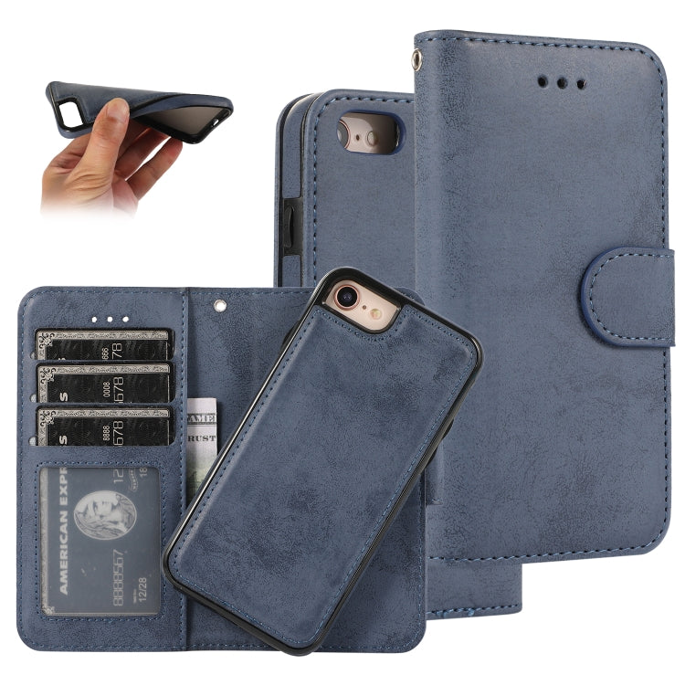 For iPhone SE 2022 / SE 2020 / 8 / 7 KLT888-2 Retro 2 in 1 Detachable Magnetic Horizontal Flip TPU + PU Leather Case with Holder & Card Slots & Photo Frame & Wallet