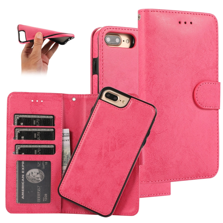 For iPhone 8 Plus / 7 Plus KLT888-2 Retro 2 in 1 Detachable Magnetic Horizontal Flip TPU + PU Leather Case with Holder & Card Slots & Photo Frame & Wallet