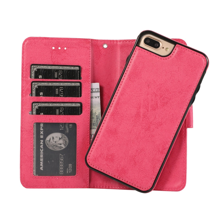 For iPhone 8 Plus / 7 Plus KLT888-2 Retro 2 in 1 Detachable Magnetic Horizontal Flip TPU + PU Leather Case with Holder & Card Slots & Photo Frame & Wallet