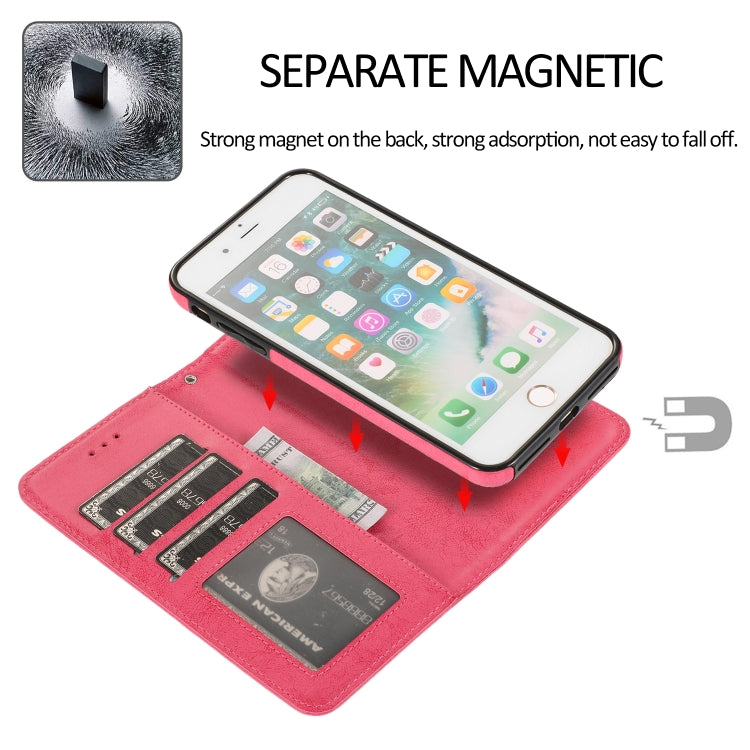 For iPhone 8 Plus / 7 Plus KLT888-2 Retro 2 in 1 Detachable Magnetic Horizontal Flip TPU + PU Leather Case with Holder & Card Slots & Photo Frame & Wallet