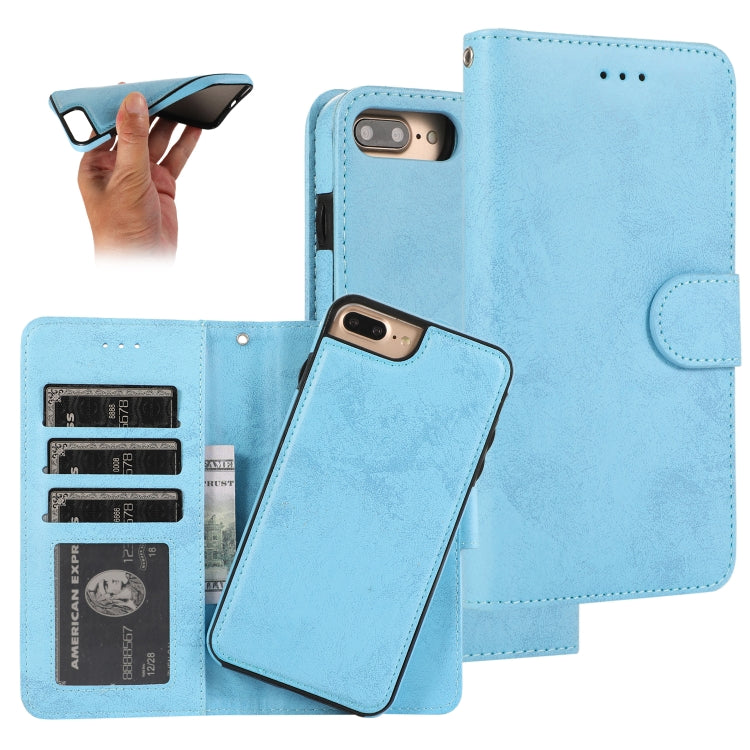 For iPhone 8 Plus / 7 Plus KLT888-2 Retro 2 in 1 Detachable Magnetic Horizontal Flip TPU + PU Leather Case with Holder & Card Slots & Photo Frame & Wallet