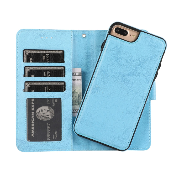 For iPhone 8 Plus / 7 Plus KLT888-2 Retro 2 in 1 Detachable Magnetic Horizontal Flip TPU + PU Leather Case with Holder & Card Slots & Photo Frame & Wallet