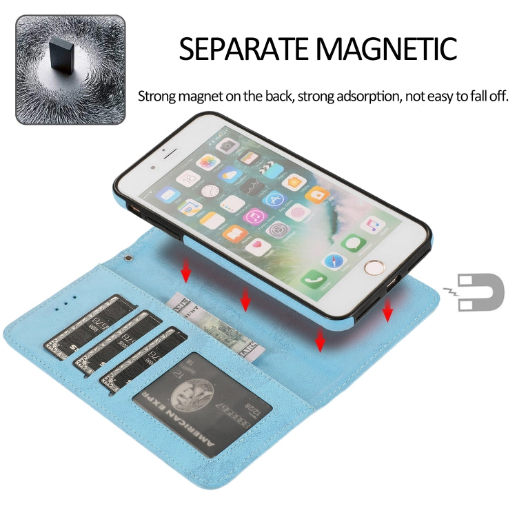 For iPhone 8 Plus / 7 Plus KLT888-2 Retro 2 in 1 Detachable Magnetic Horizontal Flip TPU + PU Leather Case with Holder & Card Slots & Photo Frame & Wallet