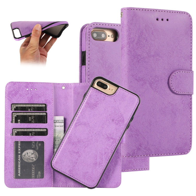 For iPhone 8 Plus / 7 Plus KLT888-2 Retro 2 in 1 Detachable Magnetic Horizontal Flip TPU + PU Leather Case with Holder & Card Slots & Photo Frame & Wallet