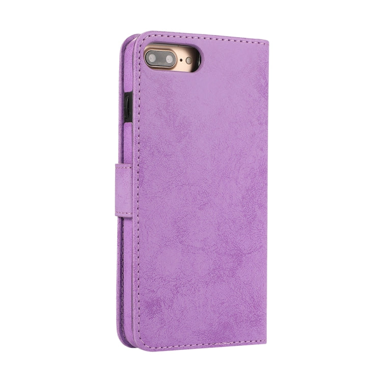 For iPhone 8 Plus / 7 Plus KLT888-2 Retro 2 in 1 Detachable Magnetic Horizontal Flip TPU + PU Leather Case with Holder & Card Slots & Photo Frame & Wallet