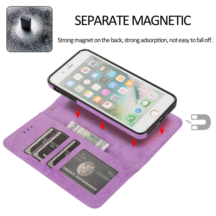 For iPhone 8 Plus / 7 Plus KLT888-2 Retro 2 in 1 Detachable Magnetic Horizontal Flip TPU + PU Leather Case with Holder & Card Slots & Photo Frame & Wallet