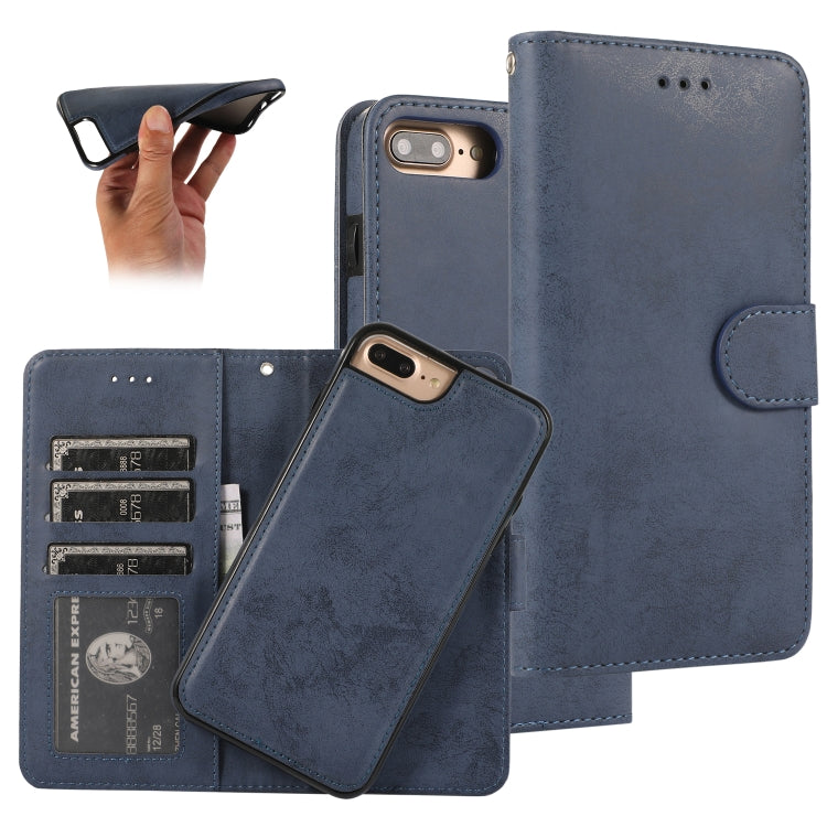 For iPhone 8 Plus / 7 Plus KLT888-2 Retro 2 in 1 Detachable Magnetic Horizontal Flip TPU + PU Leather Case with Holder & Card Slots & Photo Frame & Wallet