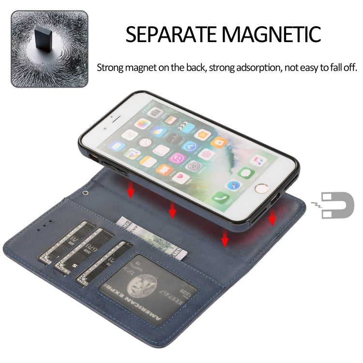 For iPhone 8 Plus / 7 Plus KLT888-2 Retro 2 in 1 Detachable Magnetic Horizontal Flip TPU + PU Leather Case with Holder & Card Slots & Photo Frame & Wallet