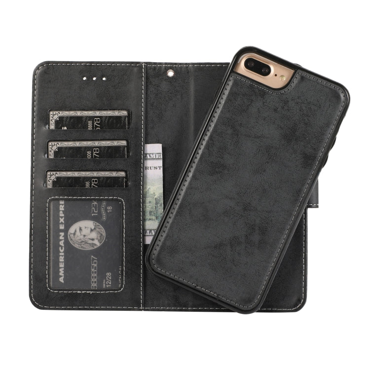 For iPhone 8 Plus / 7 Plus KLT888-2 Retro 2 in 1 Detachable Magnetic Horizontal Flip TPU + PU Leather Case with Holder & Card Slots & Photo Frame & Wallet