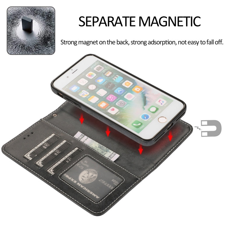 For iPhone 8 Plus / 7 Plus KLT888-2 Retro 2 in 1 Detachable Magnetic Horizontal Flip TPU + PU Leather Case with Holder & Card Slots & Photo Frame & Wallet