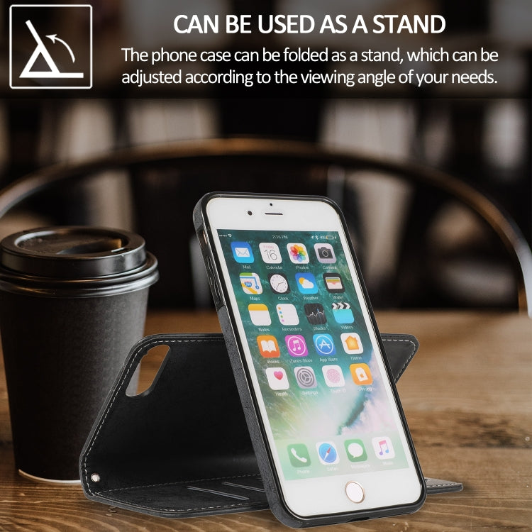 For iPhone 8 Plus / 7 Plus KLT888-2 Retro 2 in 1 Detachable Magnetic Horizontal Flip TPU + PU Leather Case with Holder & Card Slots & Photo Frame & Wallet
