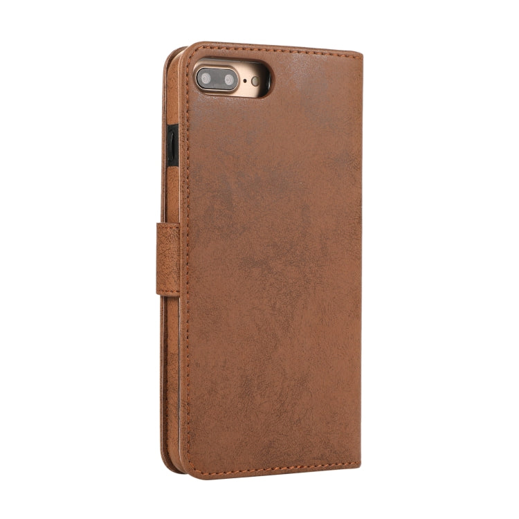 For iPhone 8 Plus / 7 Plus KLT888-2 Retro 2 in 1 Detachable Magnetic Horizontal Flip TPU + PU Leather Case with Holder & Card Slots & Photo Frame & Wallet