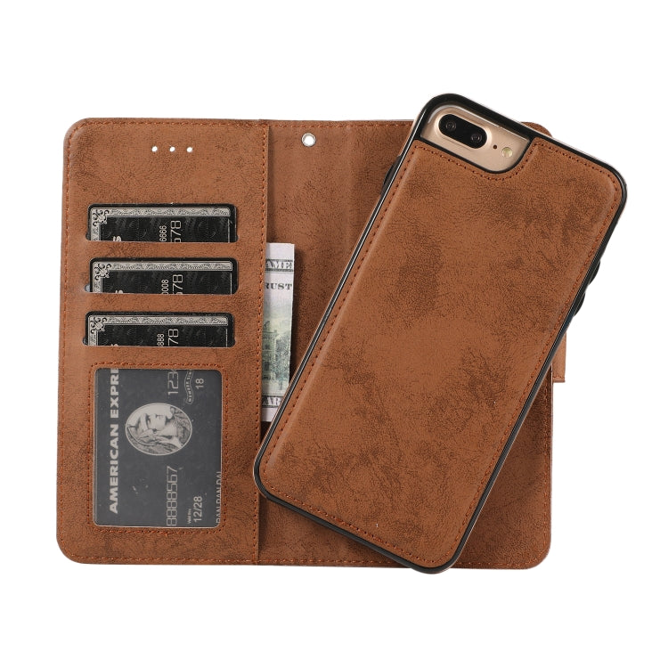 For iPhone 8 Plus / 7 Plus KLT888-2 Retro 2 in 1 Detachable Magnetic Horizontal Flip TPU + PU Leather Case with Holder & Card Slots & Photo Frame & Wallet
