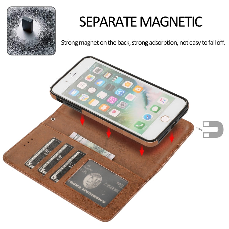 For iPhone 8 Plus / 7 Plus KLT888-2 Retro 2 in 1 Detachable Magnetic Horizontal Flip TPU + PU Leather Case with Holder & Card Slots & Photo Frame & Wallet