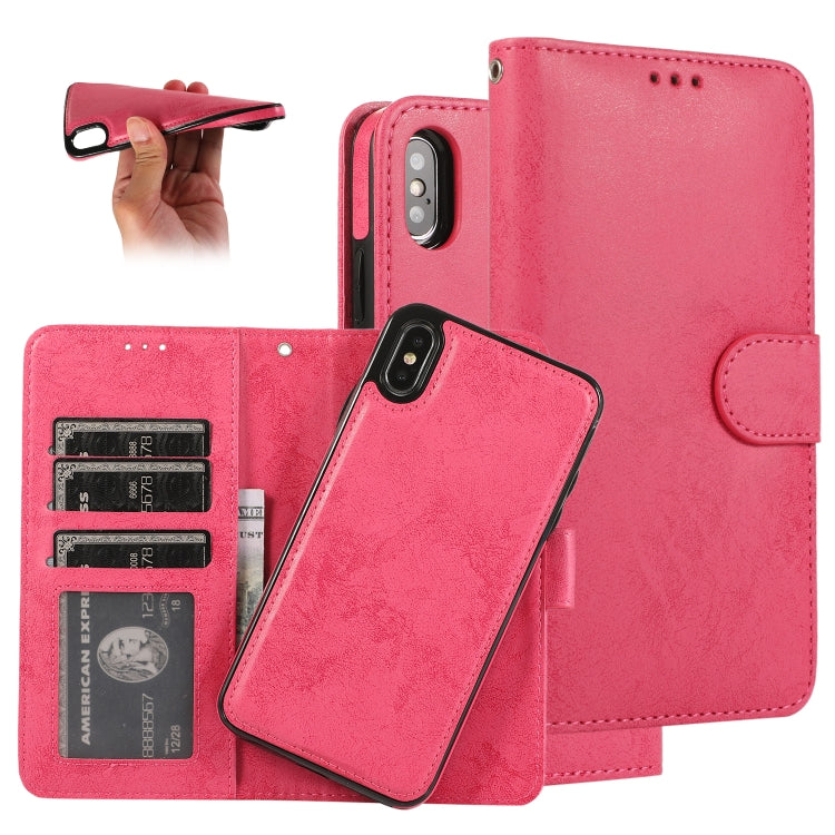 For iPhone X / XS KLT888-2 Retro 2 in 1 Detachable Magnetic Horizontal Flip TPU + PU Leather Case with Holder & Card Slots & Photo Frame & Wallet