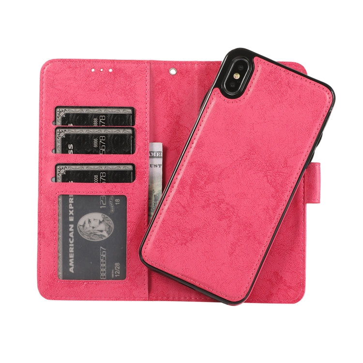 For iPhone X / XS KLT888-2 Retro 2 in 1 Detachable Magnetic Horizontal Flip TPU + PU Leather Case with Holder & Card Slots & Photo Frame & Wallet