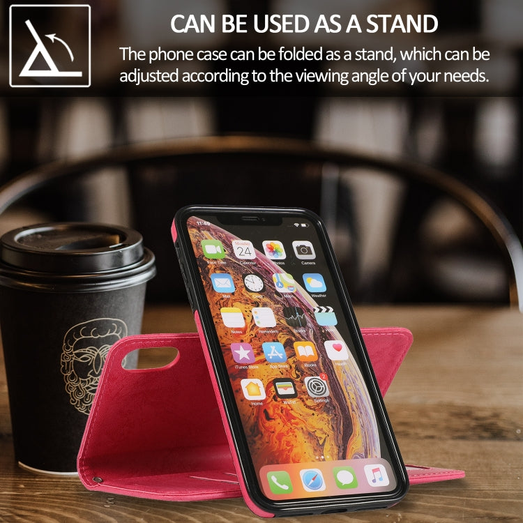 For iPhone X / XS KLT888-2 Retro 2 in 1 Detachable Magnetic Horizontal Flip TPU + PU Leather Case with Holder & Card Slots & Photo Frame & Wallet