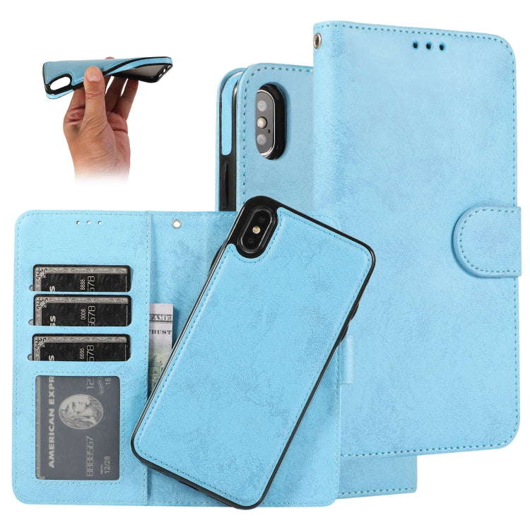 For iPhone X / XS KLT888-2 Retro 2 in 1 Detachable Magnetic Horizontal Flip TPU + PU Leather Case with Holder & Card Slots & Photo Frame & Wallet