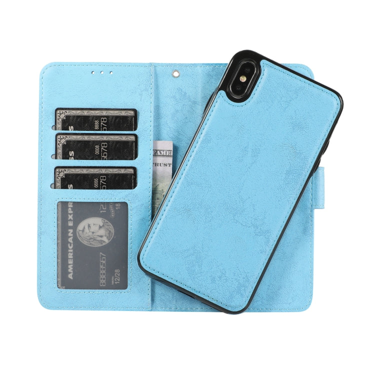 For iPhone X / XS KLT888-2 Retro 2 in 1 Detachable Magnetic Horizontal Flip TPU + PU Leather Case with Holder & Card Slots & Photo Frame & Wallet