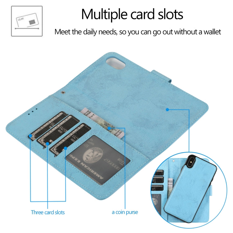 For iPhone X / XS KLT888-2 Retro 2 in 1 Detachable Magnetic Horizontal Flip TPU + PU Leather Case with Holder & Card Slots & Photo Frame & Wallet