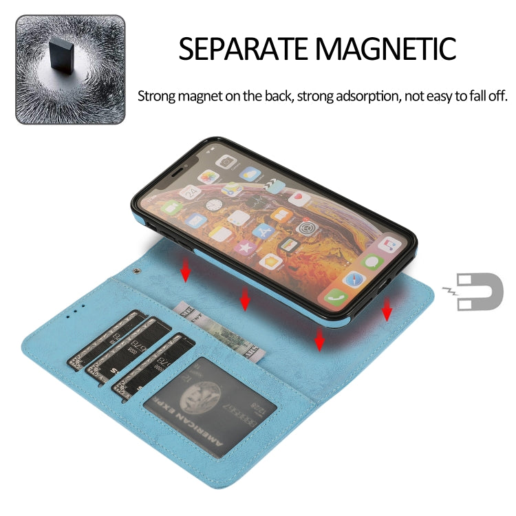 For iPhone X / XS KLT888-2 Retro 2 in 1 Detachable Magnetic Horizontal Flip TPU + PU Leather Case with Holder & Card Slots & Photo Frame & Wallet