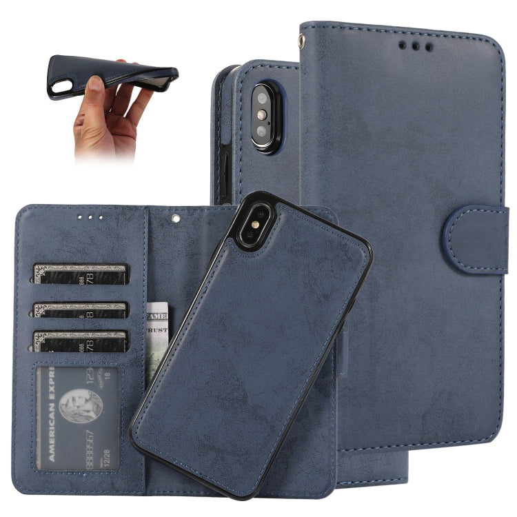 For iPhone X / XS KLT888-2 Retro 2 in 1 Detachable Magnetic Horizontal Flip TPU + PU Leather Case with Holder & Card Slots & Photo Frame & Wallet