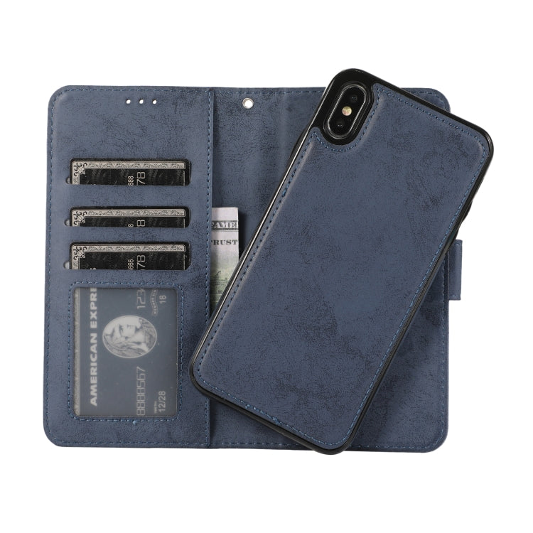 For iPhone X / XS KLT888-2 Retro 2 in 1 Detachable Magnetic Horizontal Flip TPU + PU Leather Case with Holder & Card Slots & Photo Frame & Wallet