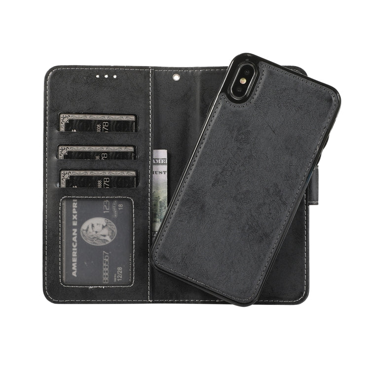 For iPhone X / XS KLT888-2 Retro 2 in 1 Detachable Magnetic Horizontal Flip TPU + PU Leather Case with Holder & Card Slots & Photo Frame & Wallet