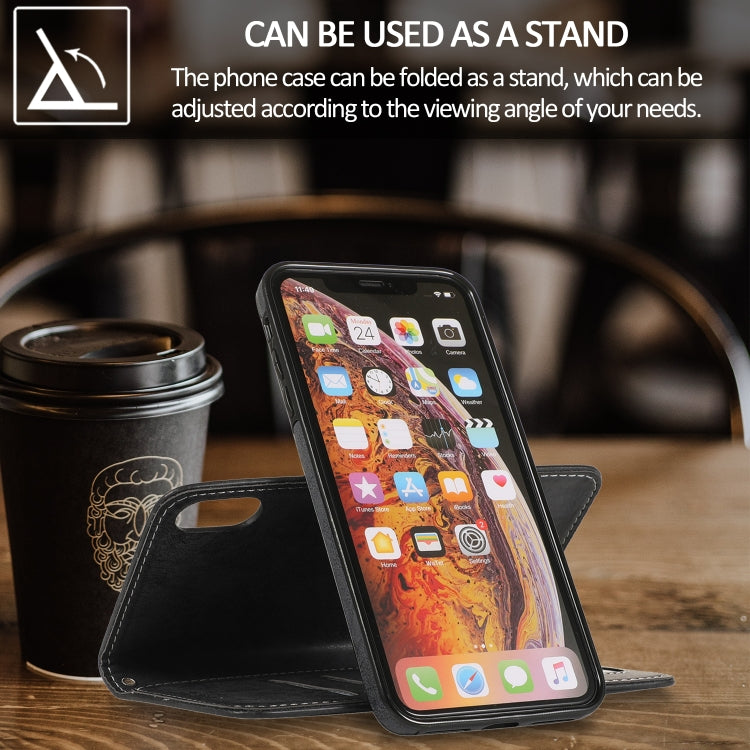 For iPhone X / XS KLT888-2 Retro 2 in 1 Detachable Magnetic Horizontal Flip TPU + PU Leather Case with Holder & Card Slots & Photo Frame & Wallet