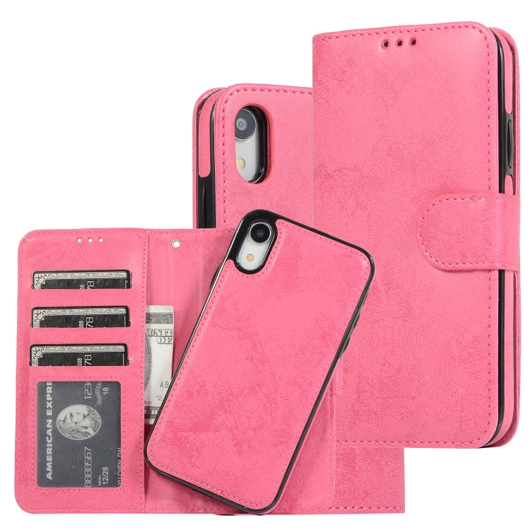 For iPhone XR KLT888-2 Retro 2 in 1 Detachable Magnetic Horizontal Flip TPU + PU Leather Case with Holder & Card Slots & Photo Frame & Wallet