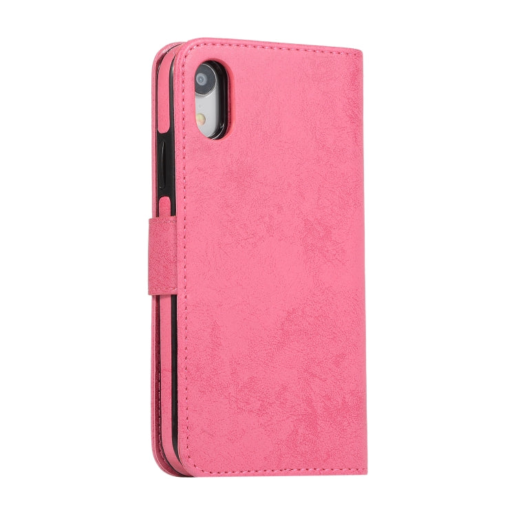 For iPhone XR KLT888-2 Retro 2 in 1 Detachable Magnetic Horizontal Flip TPU + PU Leather Case with Holder & Card Slots & Photo Frame & Wallet