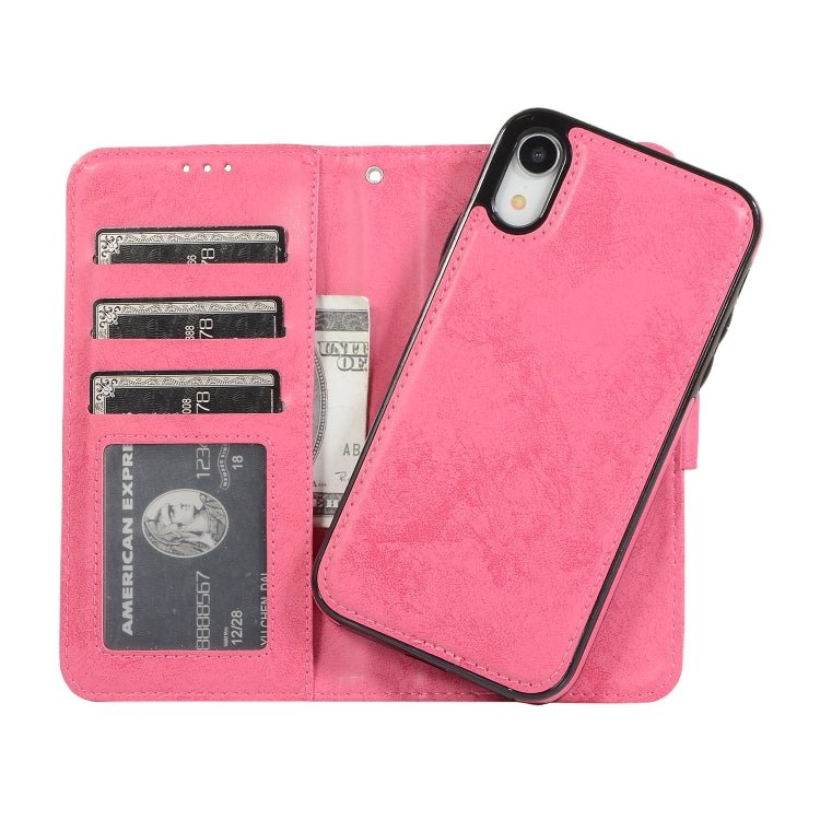 For iPhone XR KLT888-2 Retro 2 in 1 Detachable Magnetic Horizontal Flip TPU + PU Leather Case with Holder & Card Slots & Photo Frame & Wallet