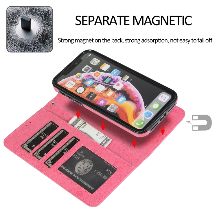 For iPhone XR KLT888-2 Retro 2 in 1 Detachable Magnetic Horizontal Flip TPU + PU Leather Case with Holder & Card Slots & Photo Frame & Wallet