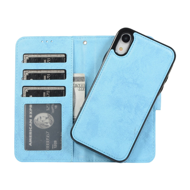 For iPhone XR KLT888-2 Retro 2 in 1 Detachable Magnetic Horizontal Flip TPU + PU Leather Case with Holder & Card Slots & Photo Frame & Wallet
