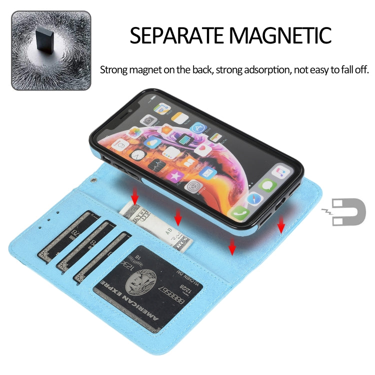 For iPhone XR KLT888-2 Retro 2 in 1 Detachable Magnetic Horizontal Flip TPU + PU Leather Case with Holder & Card Slots & Photo Frame & Wallet
