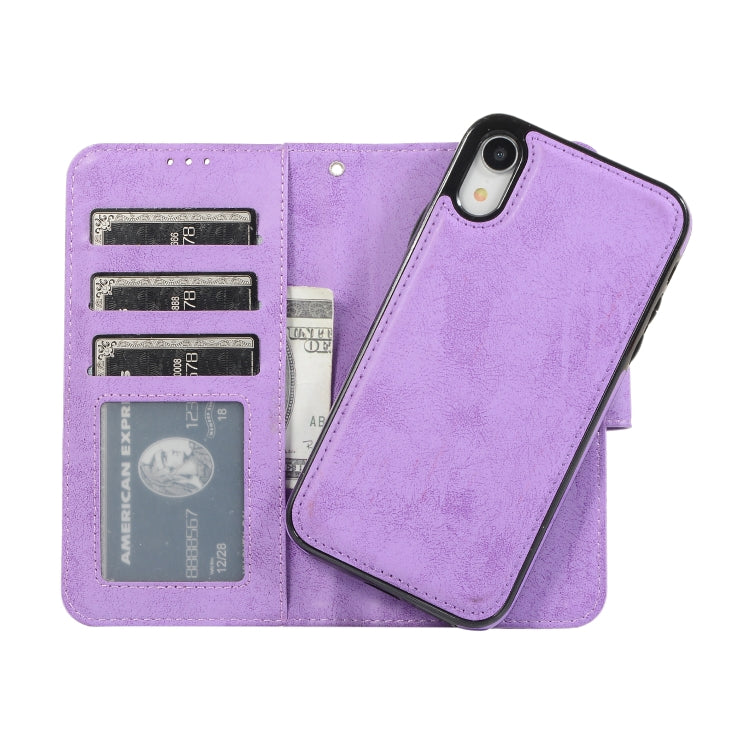 For iPhone XR KLT888-2 Retro 2 in 1 Detachable Magnetic Horizontal Flip TPU + PU Leather Case with Holder & Card Slots & Photo Frame & Wallet