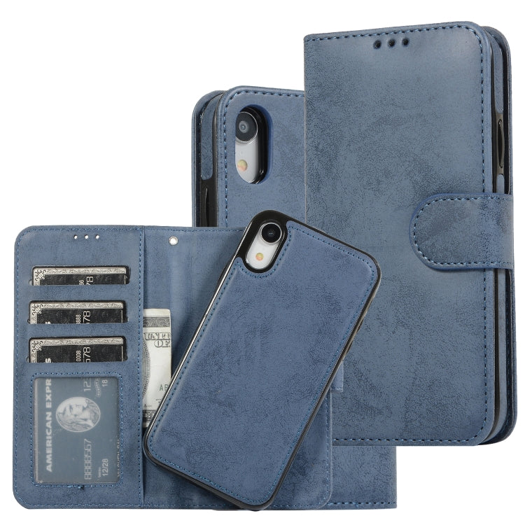 For iPhone XR KLT888-2 Retro 2 in 1 Detachable Magnetic Horizontal Flip TPU + PU Leather Case with Holder & Card Slots & Photo Frame & Wallet