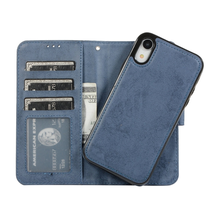 For iPhone XR KLT888-2 Retro 2 in 1 Detachable Magnetic Horizontal Flip TPU + PU Leather Case with Holder & Card Slots & Photo Frame & Wallet