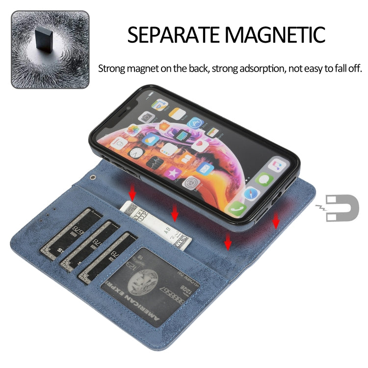 For iPhone XR KLT888-2 Retro 2 in 1 Detachable Magnetic Horizontal Flip TPU + PU Leather Case with Holder & Card Slots & Photo Frame & Wallet