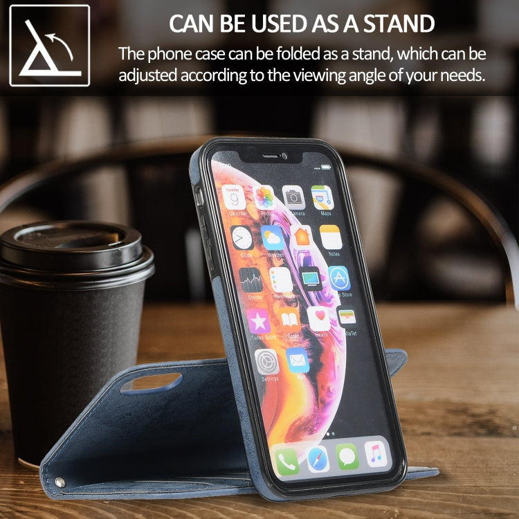 For iPhone XR KLT888-2 Retro 2 in 1 Detachable Magnetic Horizontal Flip TPU + PU Leather Case with Holder & Card Slots & Photo Frame & Wallet