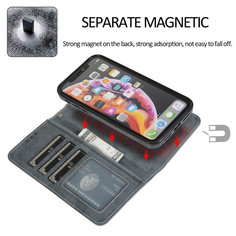 For iPhone XR KLT888-2 Retro 2 in 1 Detachable Magnetic Horizontal Flip TPU + PU Leather Case with Holder & Card Slots & Photo Frame & Wallet