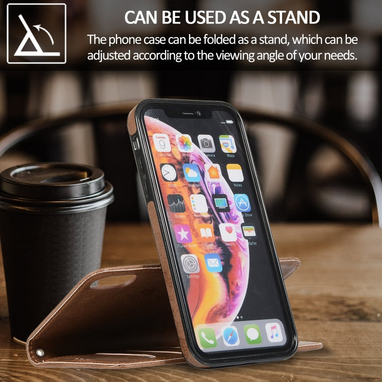 For iPhone XR KLT888-2 Retro 2 in 1 Detachable Magnetic Horizontal Flip TPU + PU Leather Case with Holder & Card Slots & Photo Frame & Wallet