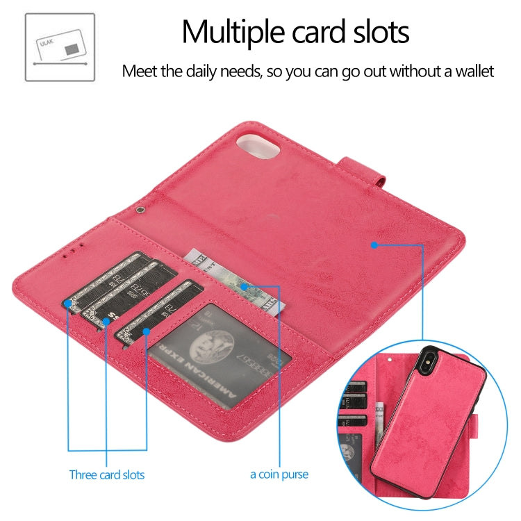 For iPhone XS Max KLT888-2 Retro 2 in 1 Detachable Magnetic Horizontal Flip TPU + PU Leather Case with Holder & Card Slots & Photo Frame & Wallet